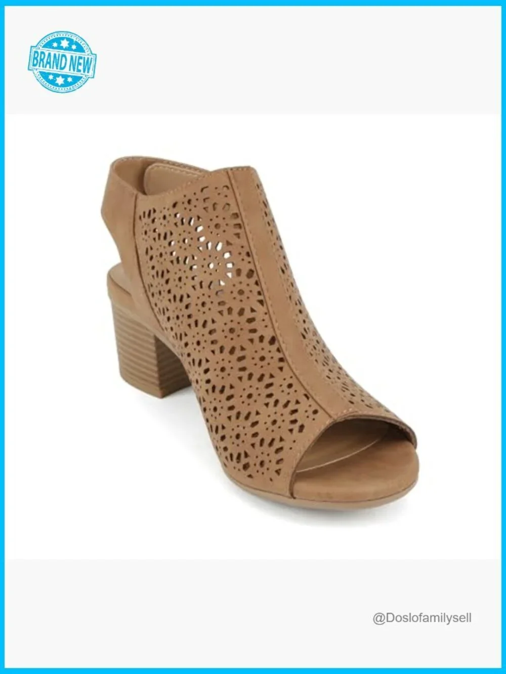 Trendy Peep Toe Laser Cut Geometric Caged Slingback Ankle Strap Block Heel